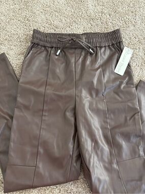NWT Lizard Thicket Boutique Brown Leather Joggers
